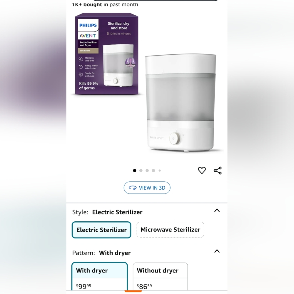 Philips Avent Baby Bottle Sterilizer and Dryer